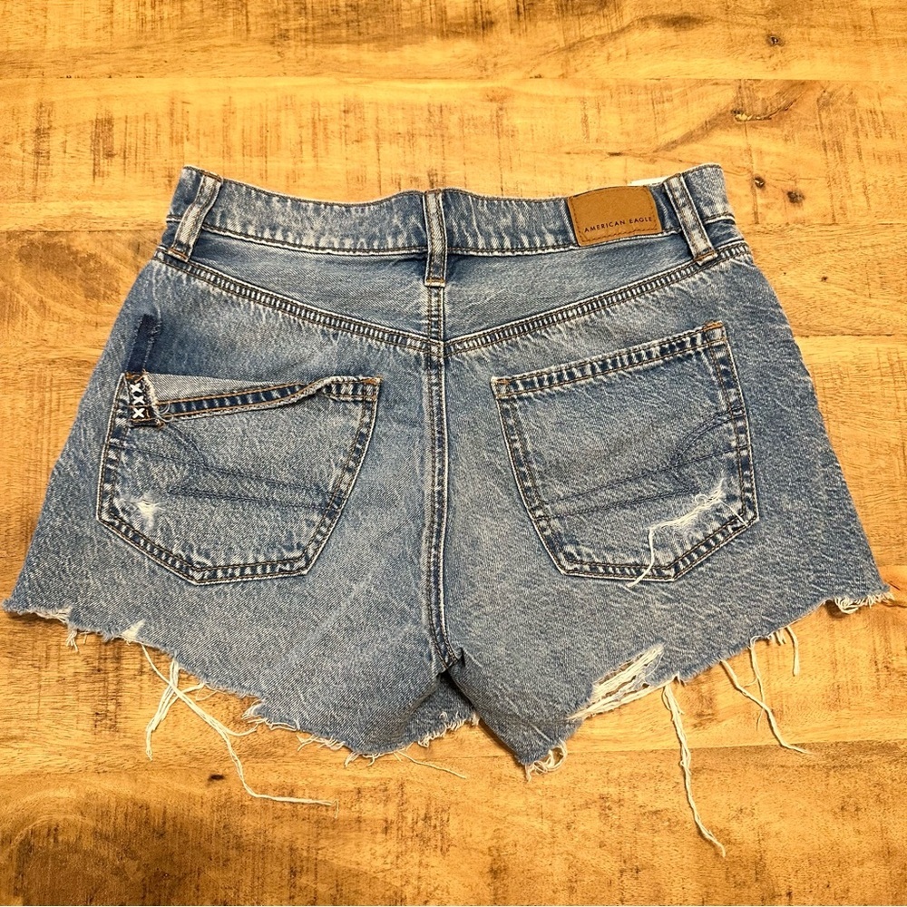 American Eagle Outfitters Women's Frayed Hem Blue Jean Shorts